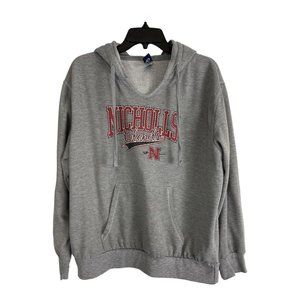 Nicholls Womens Sweat Shirt Adult Size 2xl Gray/Red Hoodie Pockets Colonesl